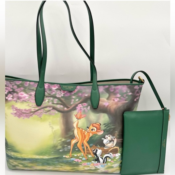 Disney x Kate Spade Bambi Thumper Sutton Tote Bag Purse Forest Scene NWT - Picture 3 of 17